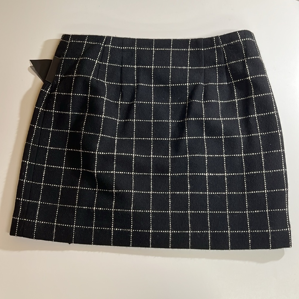 EUC Ralph Lauren Black Windowpane Mini Skirt with Buckle & Fringe - Picture 3 of 9